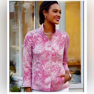 Nina Mclemore | Pink Jaquard Fern Jacket Like New